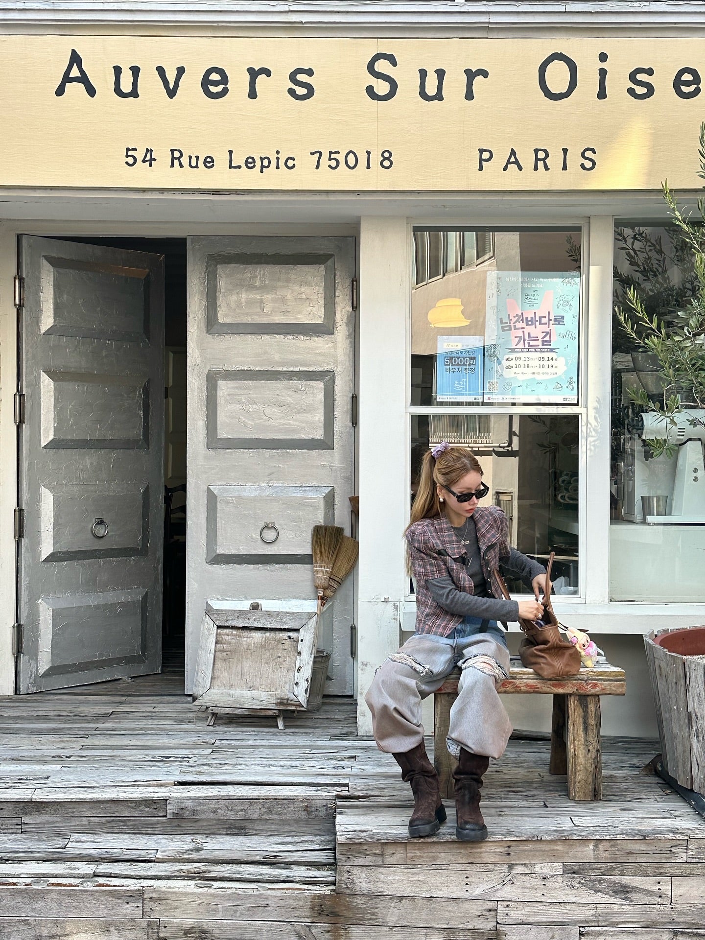 翻領格紋設計感小香風短袖外套