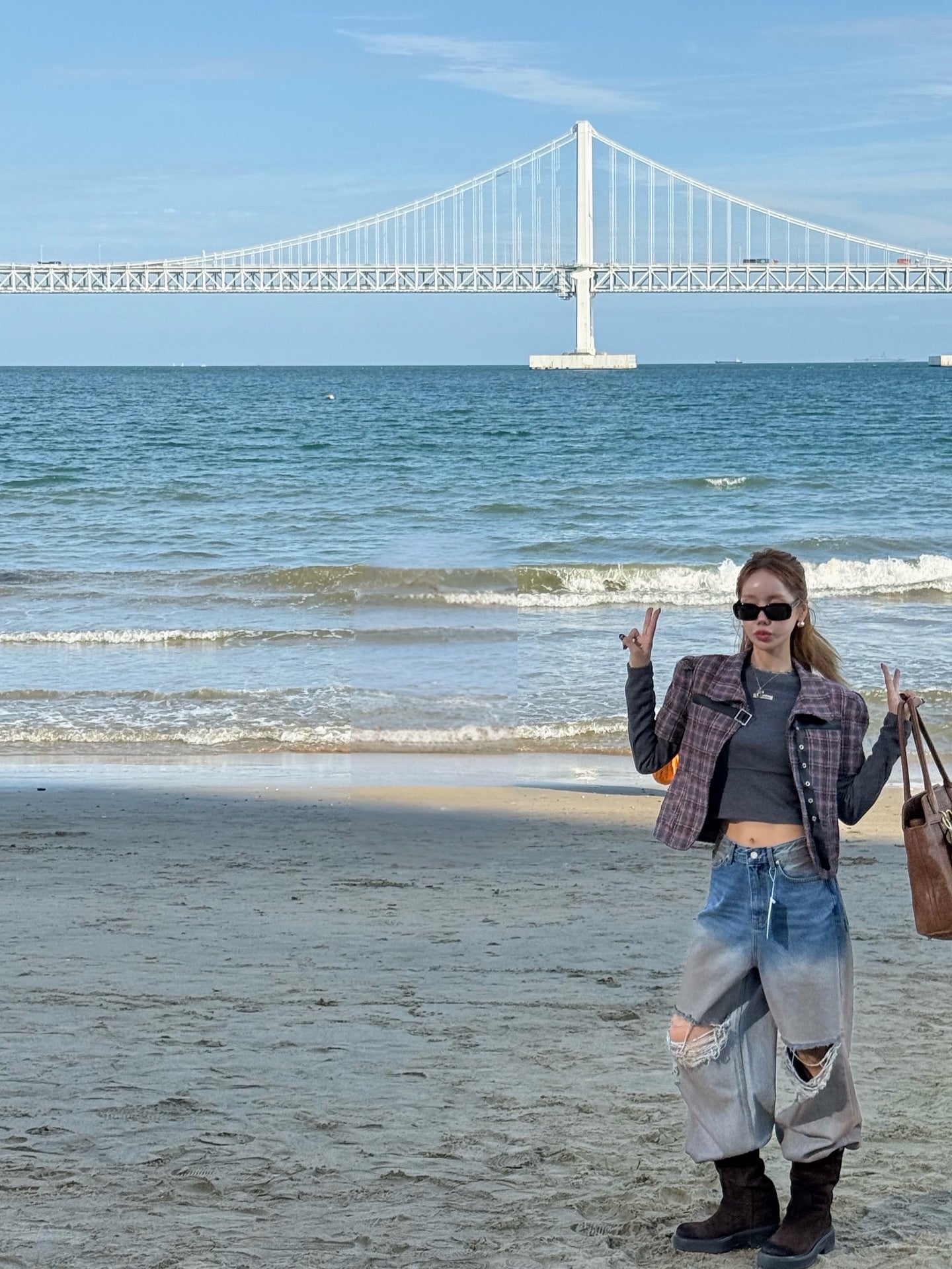 翻領格紋設計感小香風短袖外套