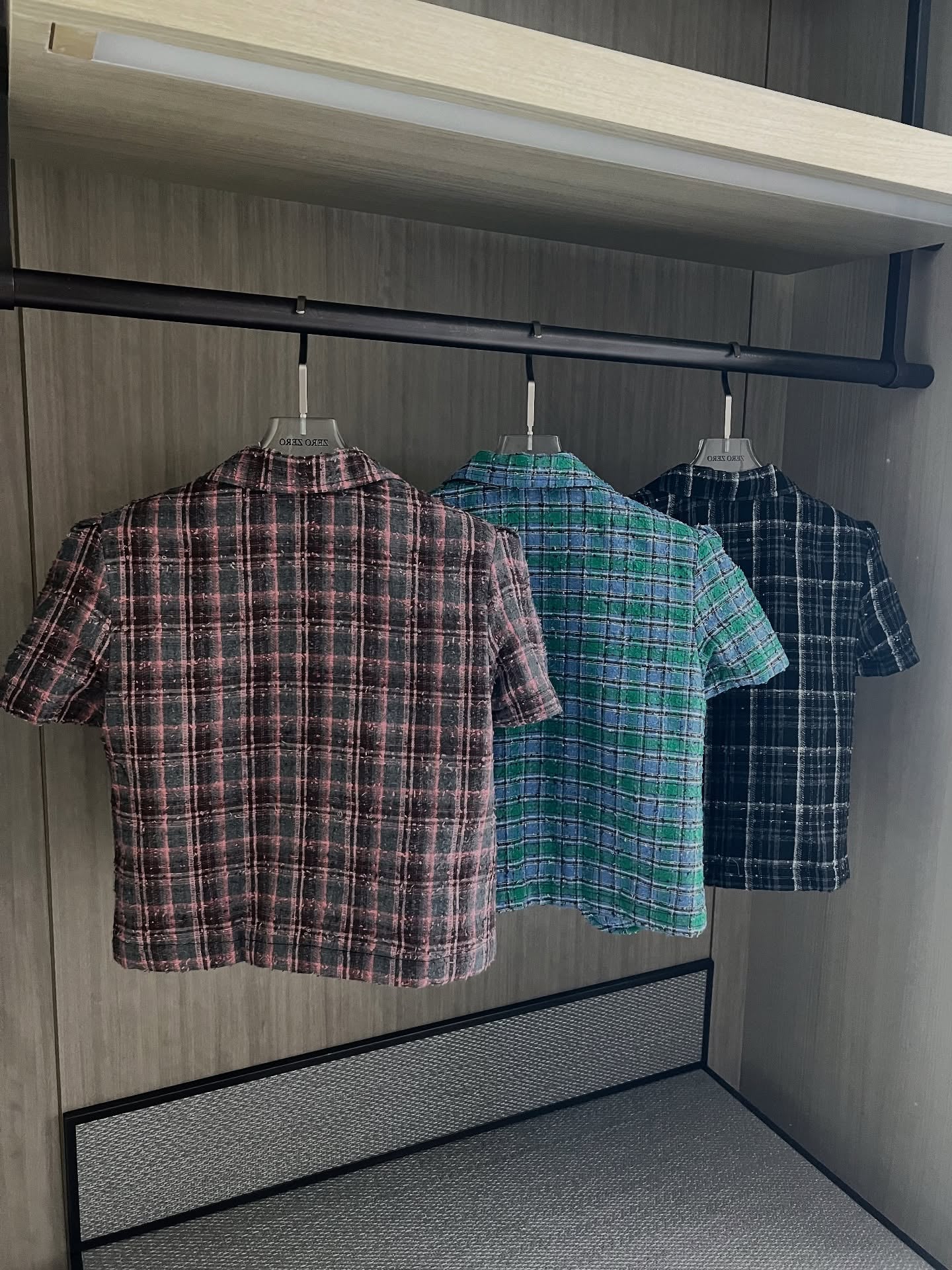 翻領格紋設計感小香風短袖外套