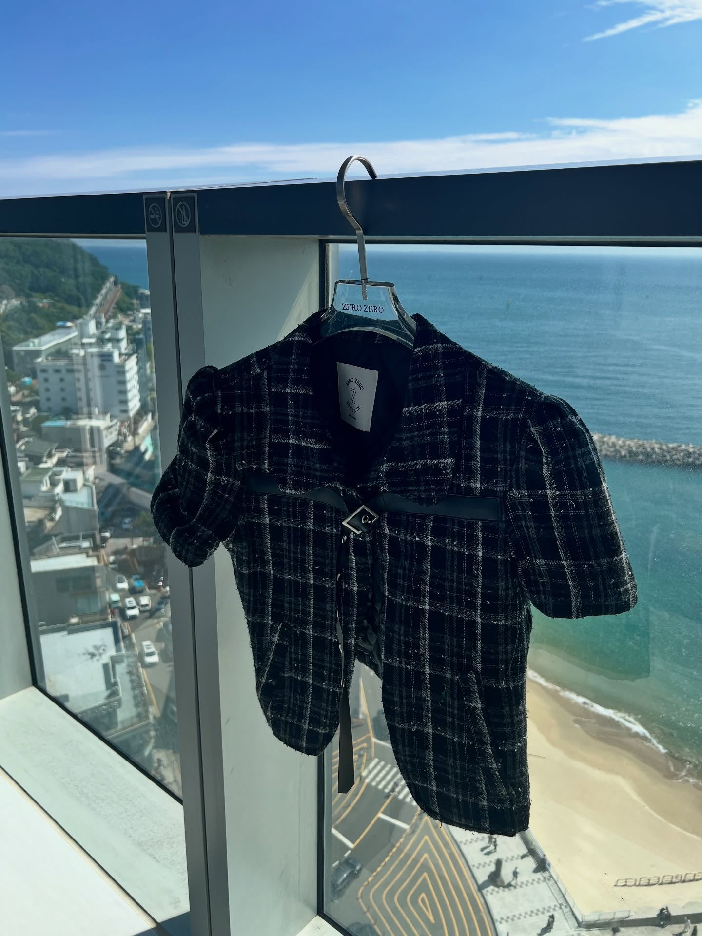 翻領格紋設計感小香風短袖外套