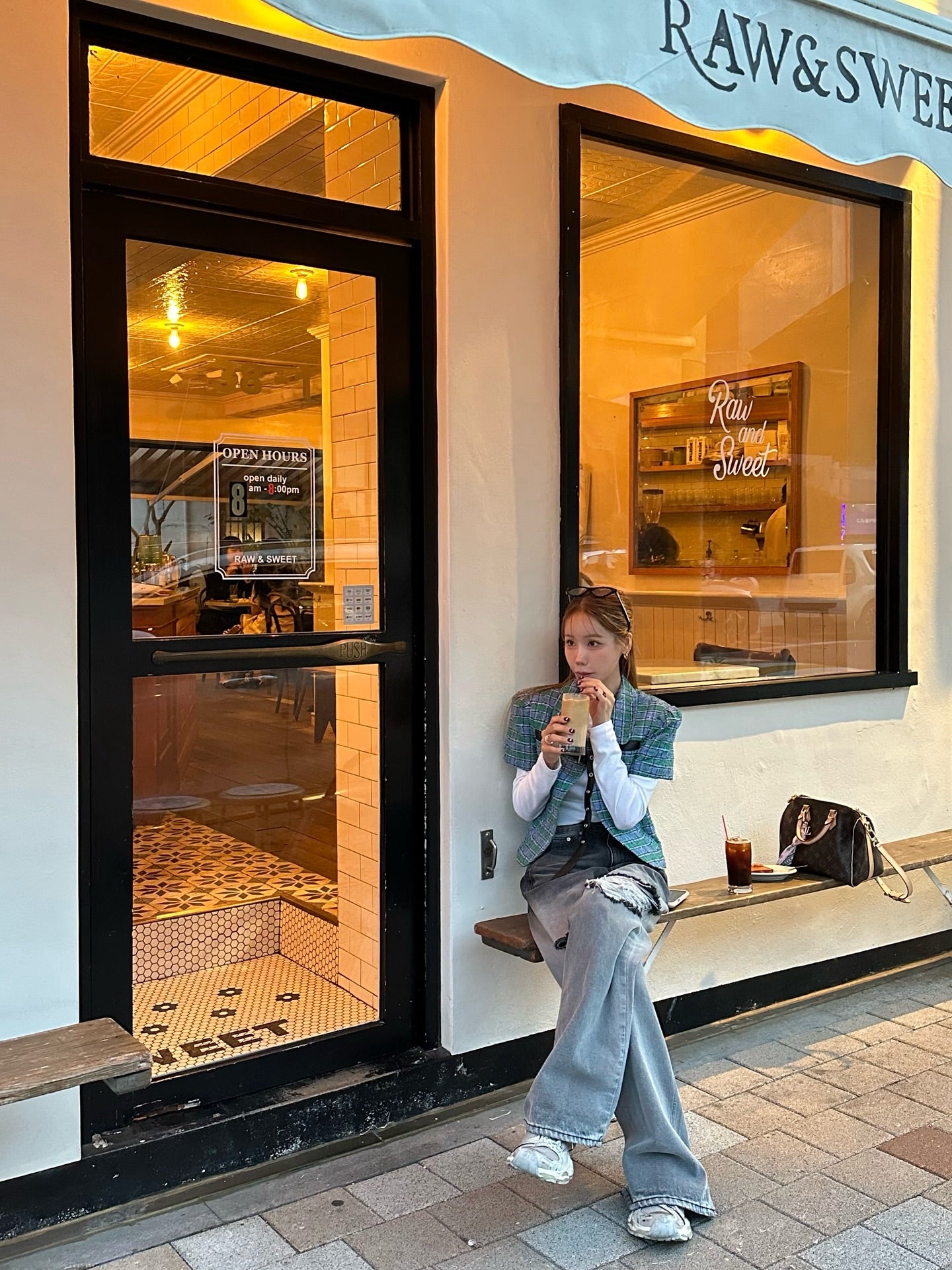 翻領格紋設計感小香風短袖外套