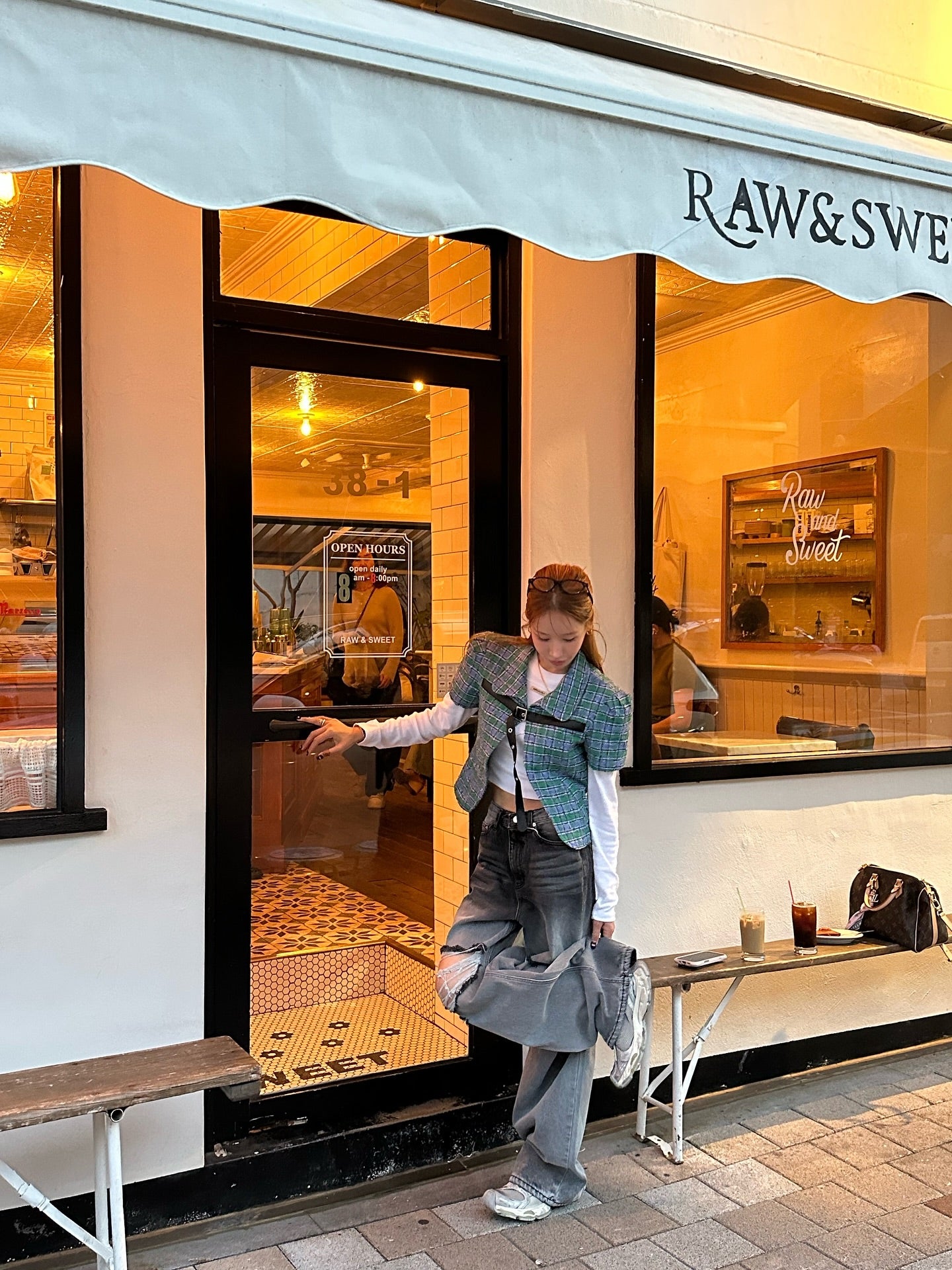 翻領格紋設計感小香風短袖外套