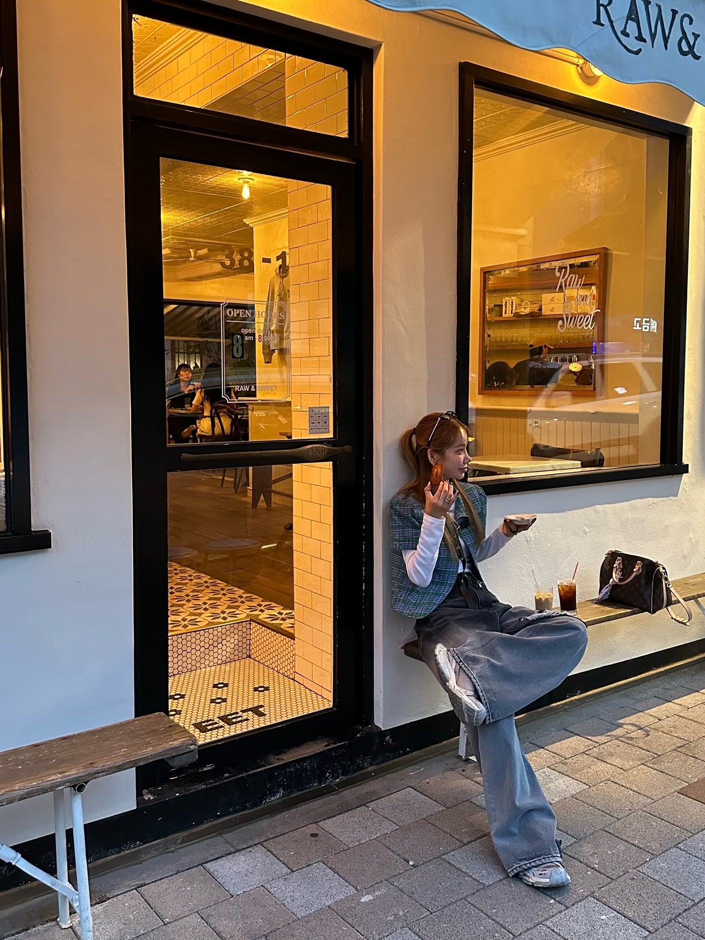 翻領格紋設計感小香風短袖外套