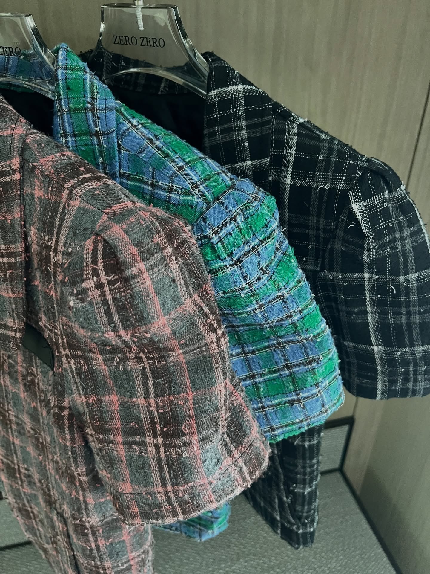 翻領格紋設計感小香風短袖外套